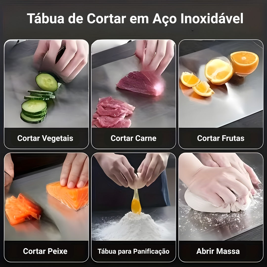 Tábua de Corte em Aço Inoxidável – Dupla Face e Alta Resistência