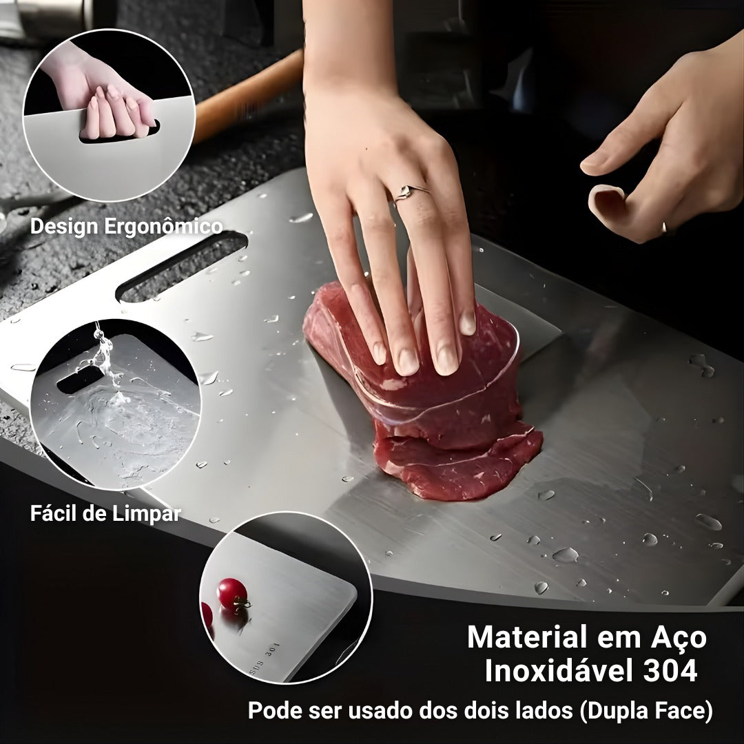 Tábua de Corte em Aço Inoxidável – Dupla Face e Alta Resistência