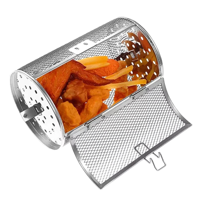 Cesto Rotativo em Aço Inoxidável para Forno e Air Fryer