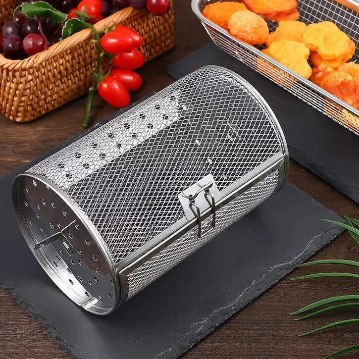 Cesto Rotativo em Aço Inoxidável para Forno e Air Fryer